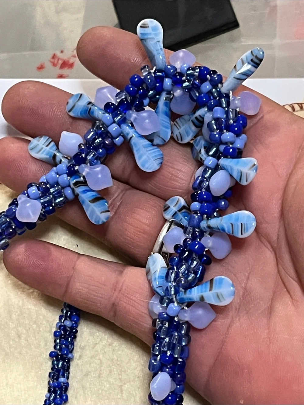 Handcrafted Blue Beaded Statement Necklace